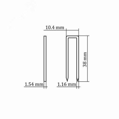 Скоба каркасная тип 155 для пневмо пистолета HYBEST (38 мм, тип L/N/16ga, 12600 шт/уп) - фото 2