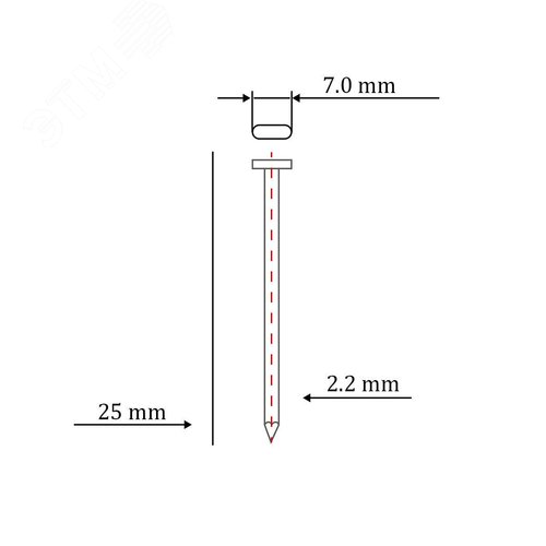 Гвоздь по бетону тип ST/TN для пневмо пистолета (25 мм, тип 14ga, 1000 шт/уп) - фото 4