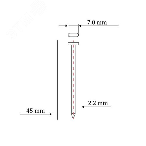 Гвоздь по бетону тип ST/TN для пневмо пистолета (45 мм, тип 14ga, 1000 шт/уп) - фото 3