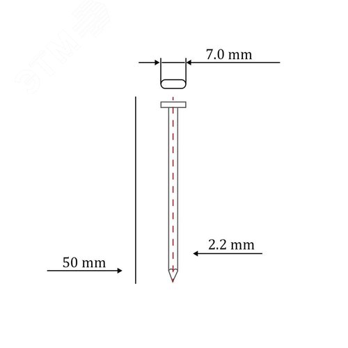 Гвоздь по бетону тип ST/TN для пневмо пистолета (50 мм, тип 14ga, 1000 шт/уп) - фото 3