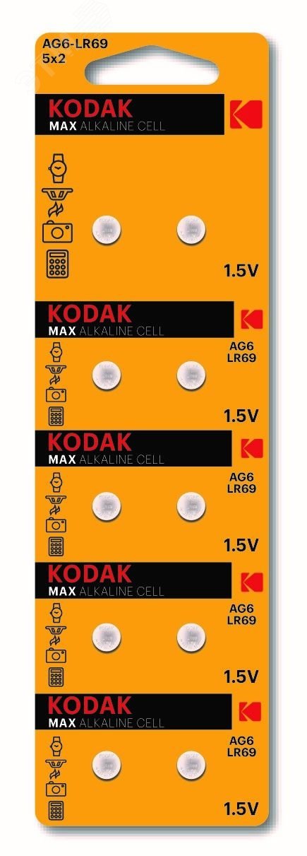 Батарейка AG6 (370) LR920, LR69 [KAG6-10] MAX Button Cell (100/1000/98000) Б0044711 KODAK