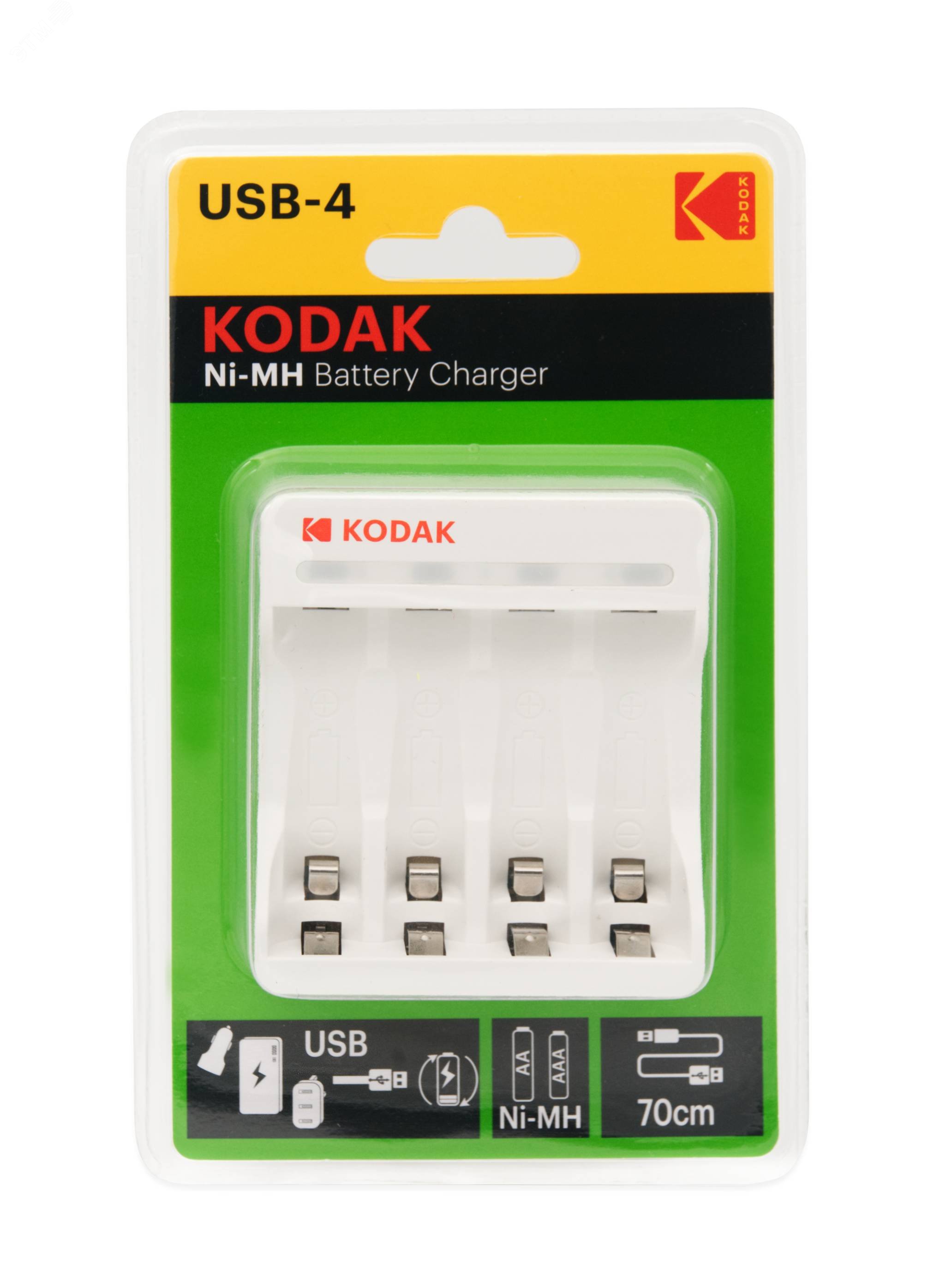 Изображение товара Зарядное устройство для аккумуляторов Kodak C8002B USB K4AA/AAA компактное и универсальное