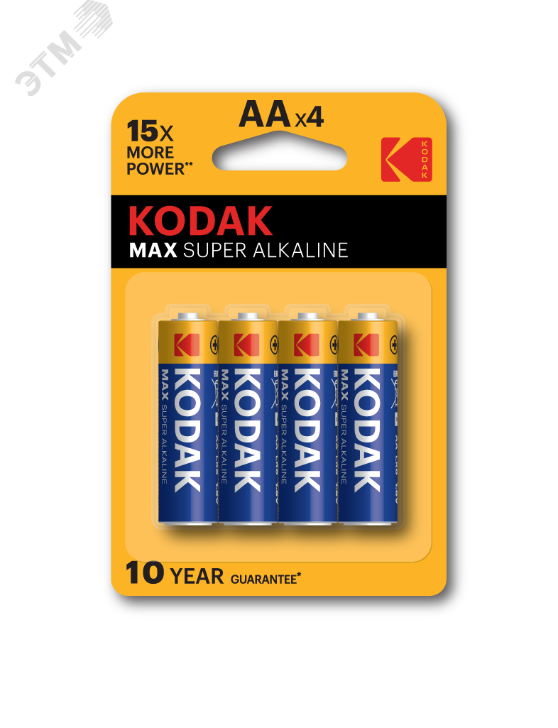 Изображение товара Батарейка Kodak LR6-4BL MAX SUPER Alkaline [KAA-4] (80/400/17600) (шт)