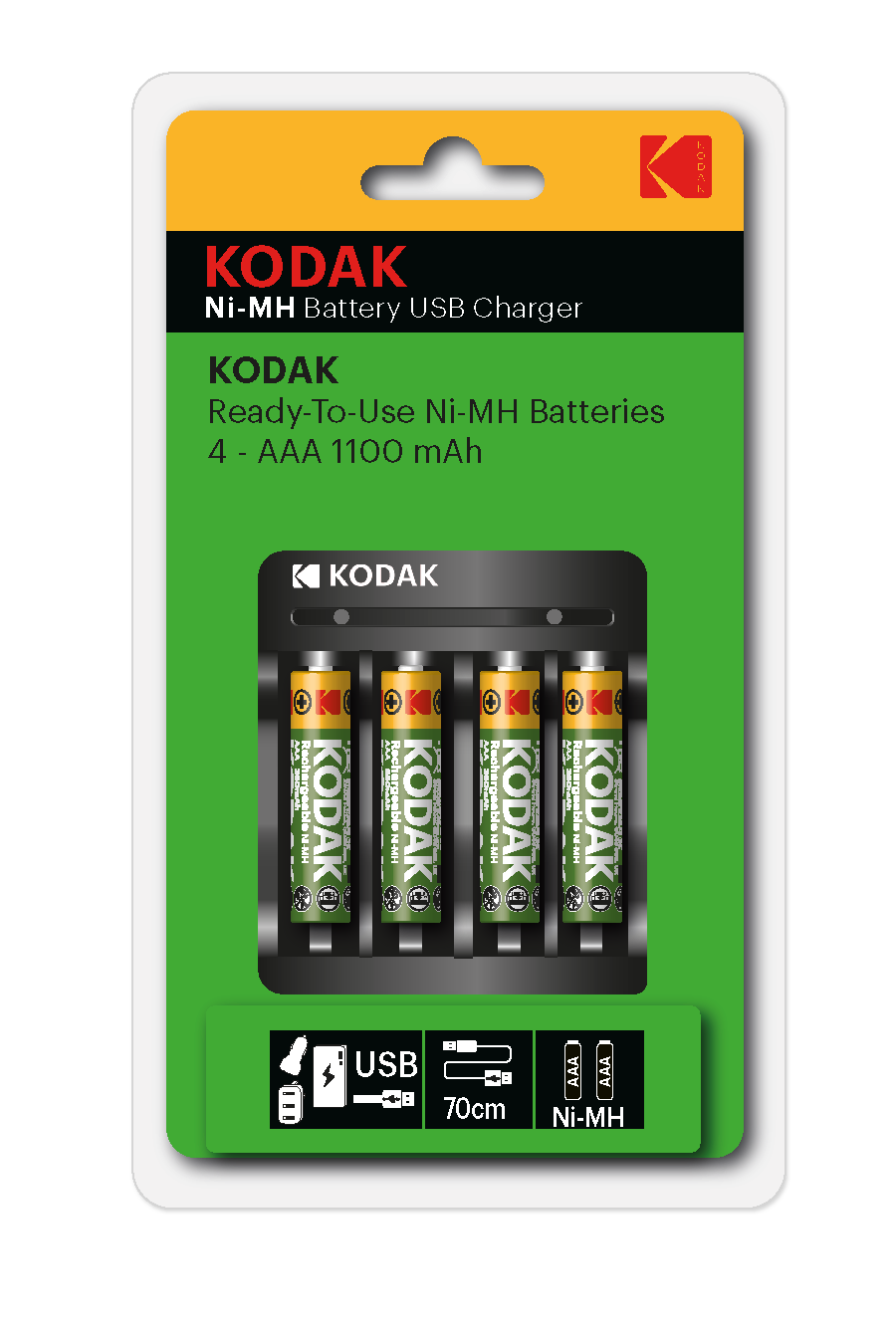 Устройство зарядное для аккумуляторов USB Overnight charger with 4 x 1100 mAh [K4AA/AAA] (6/48/1008)