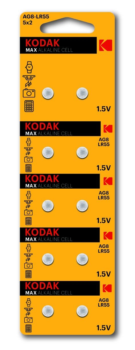 Батарейка Kodak AG8 (391) LR1120, LR55 [KAG8-10] MAX Button Cell (100/1000/98000)