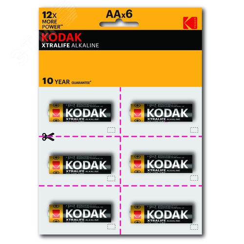 Батарейка LR6-12BL perforated (6x2BL) XTRALIFE Alkaline [KAA-2x6 perf] (144/576/18432) - фото 2