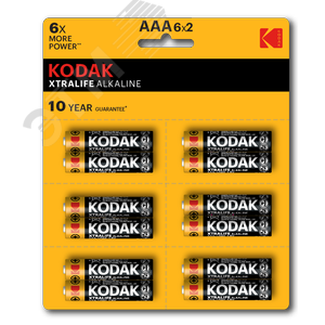 Батарейка Kodak LR03-12BL perforated (6x2BL) XTRALIFE Alkaline [KAAA-2x6 perf] (144/576/40320) KODAK