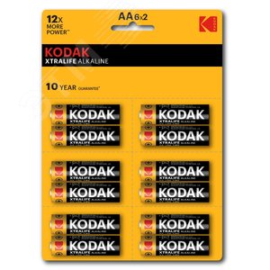 Батарейка Kodak LR6-12BL perforated (6x2BL) XTRALIFE Alkaline [KAA-2x6 perf] (144/576/18432) KODAK