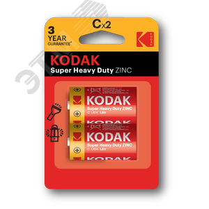 Батарейка R14-2BL SUPER HEAVY DUTY Zinc [KCHZ-2] (20/200/8400) KODAK