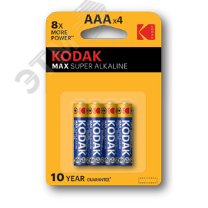 Батарейка Kodak LR03-4BL MAX SUPER Alkaline [K3A-4] (40/200/32000) KODAK