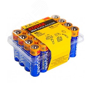 Батарейка Kodak LR6-24 plastic box MAX SUPER Alkaline [24 AA PVC] (24/480/19200) KODAK