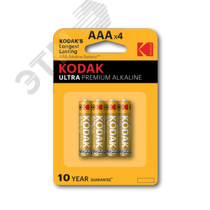 Батарейка Kodak LR03-4BL ULTRA PREMIUM Alkaline [ K3A-4 U] (40/200/32000) KODAK