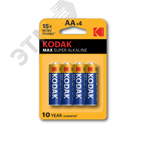 Батарейка Kodak LR6-4BL MAX SUPER Alkaline [KAA-4] (80/400/17600) KODAK