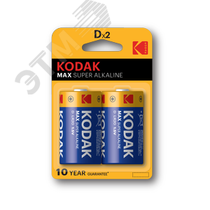 Изображение товара Батарейка Kodak LR20-2BL MAX SUPER Alkaline [KD-2] (20/100/3200) (шт)