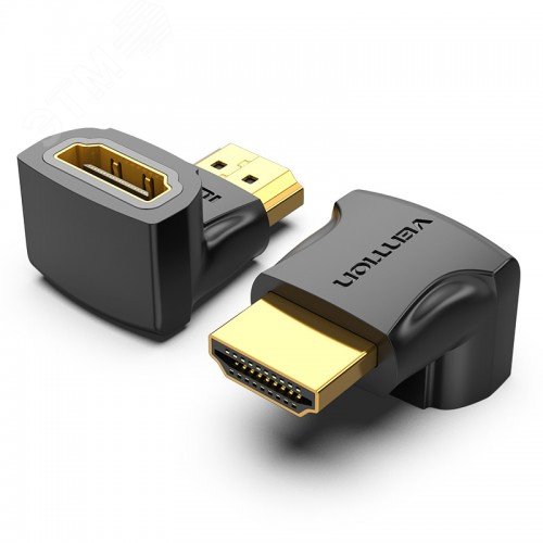 Изображение товара Адаптер переходник HDMI v2.0 19M на 19F, угол 90, позолоченные контакты
