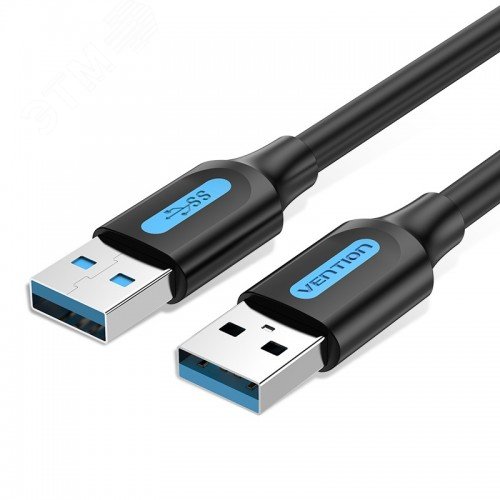 Изображение товара Кабель USB 3.0 AM на AM, 2 метра, высокая скорость передачи, черный