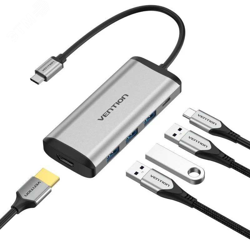 Изображение товара Мультифункциональный хаб USB Type C 5 в 1 Vention