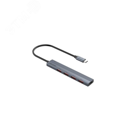 Изображение товара Концентратор OTG USB 3.2 Gen 2 Type-C на 4 USB порта + USB-C PD, серый, 0.15 м. (шт)
