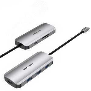 Хаб USB Type C 7 в 1, USB 3.1, HDMI 19, TF, SD Vention