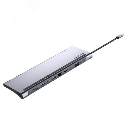 Изображение товара Док-станция USB Type C 11 в 1, USB 3.1, PD, HDMI 19, VGA, RJ45, TF SD, аудио (шт)