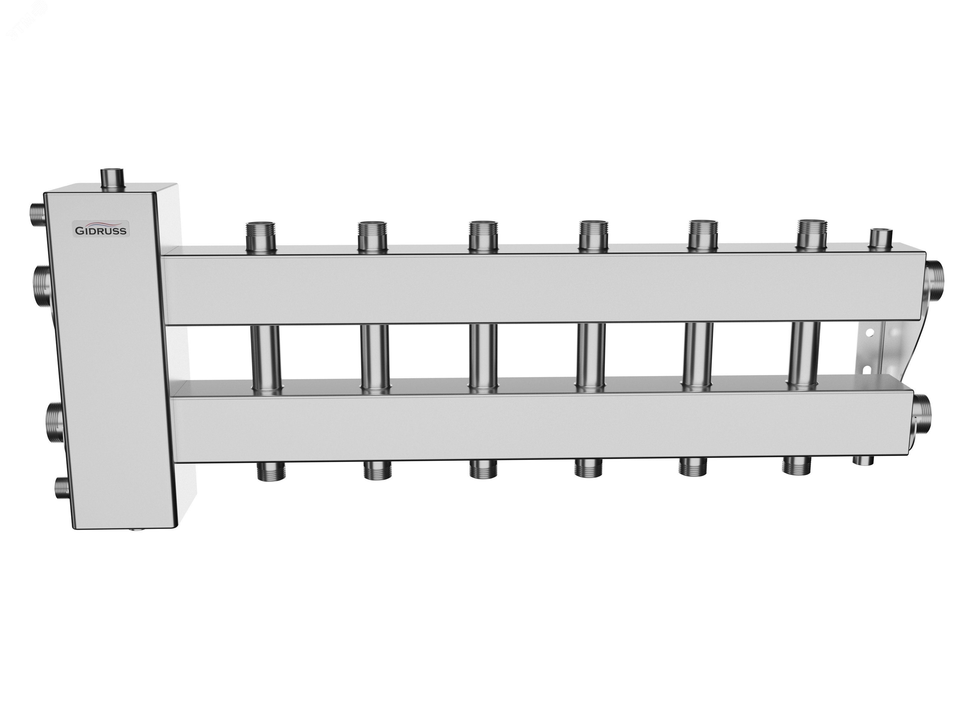 Изображение товара Коллектор с гидрострелкой Gidruss BMSS-150-7DU, нержавеющая сталь, 7 контуров, до 150 кВт Изображение товара Коллектор с гидрострелкой Gidruss BMSS-150-7DU, нержавеющая сталь, 7 контуров, до 150 кВт