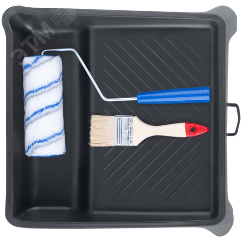 "Набор малярный ""Универсальный № 2"" (ванночка 270х270 мм + валик полиакрил 150 мм + кисть 50 мм)" - фото 2