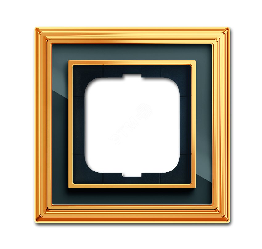 Династия Рамка 1 пост  латунь полированная черное стекло 1721-835-500 ABB - превью 2