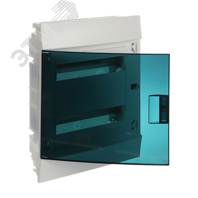 Изображение товара Щит распределительный встраиваемый 24 модуля ЩРв-п-24 пластиковый Mistral41 зеленая прозрачная дверь с клеммами IP41 (шт)
