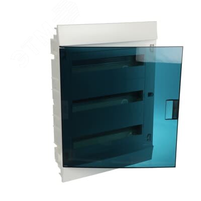 Изображение товара Щит распределительный встраиваемый 54 модуля ЩРв-п-54 пластиковый Mistral41 зеленая прозрачная дверь с клеммами IP41 (шт)