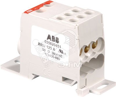 Блок клеммный распределительный однополюсный BRU 80 A 6208R2500 ABB