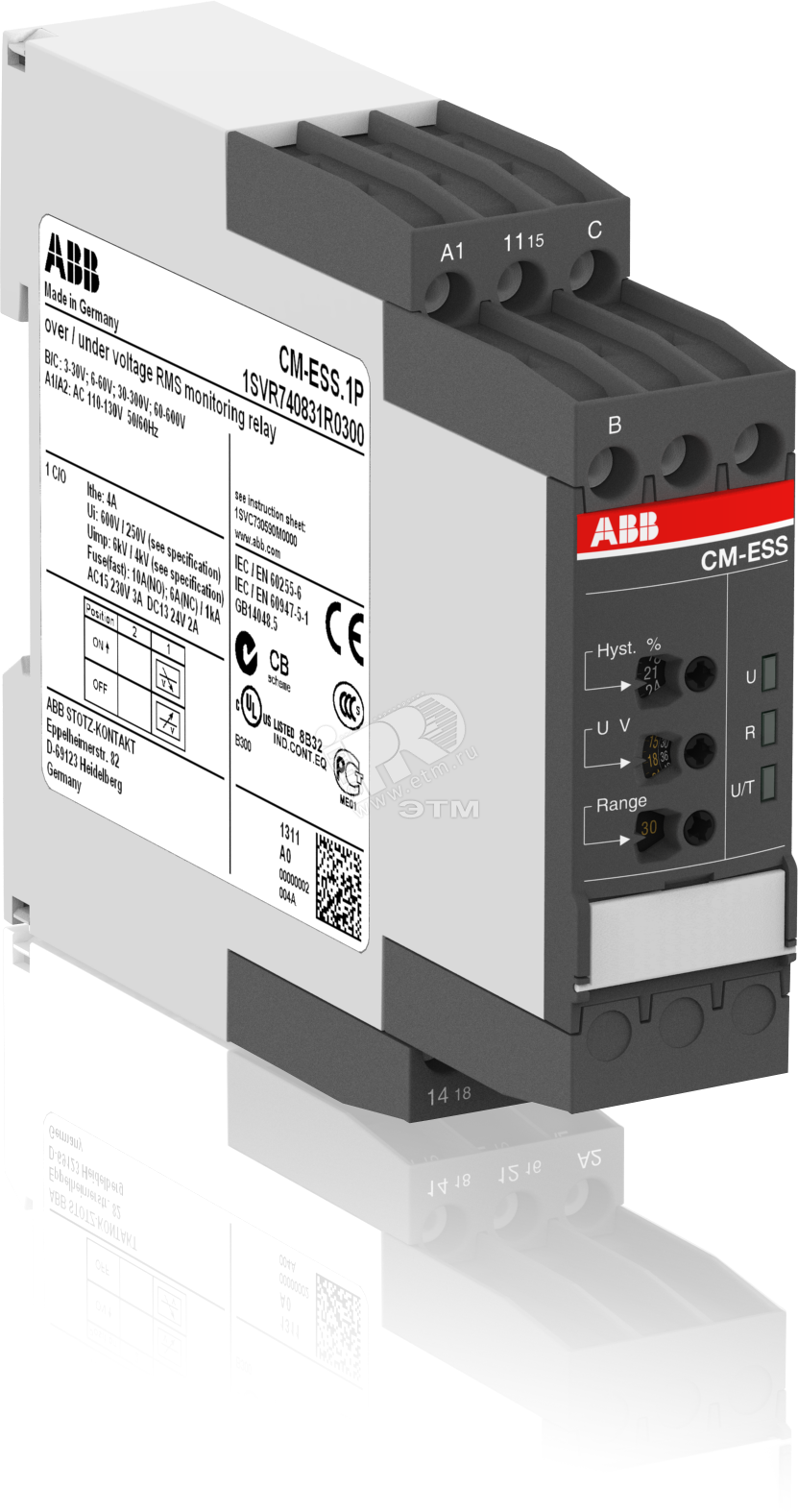 Реле контроля напряжения CM-ESS.1P 1ф артикул 1SVR740831R1300 ABB - купить  в Москве и РФ по цене Свяжитесь с нами руб. в интернет-магазине ЭТМ iPRO |  характеристики, аналоги, стоимость