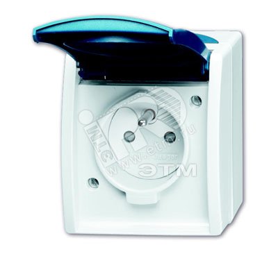 OCEAN Розетка с заземлением наружная 2Р+E 10/16А 250В IP44 серый/сине ...