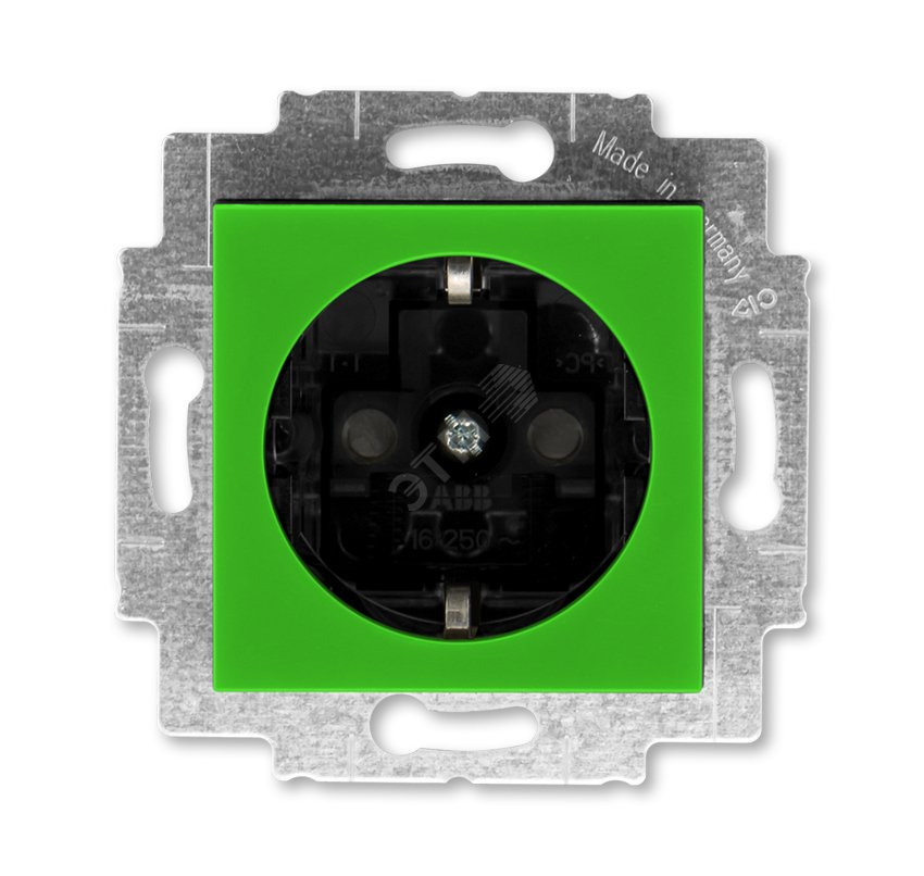 Розетка Levit с заземлением со шторками 16А зелёный / дымчатый чёрный 5520H-A03457 67W ABB - превью 2