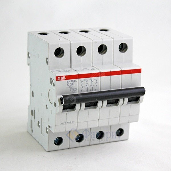 Выключатель автоматический четырехполюсный 63А C SH204 6.0кА SH204 C63 ABB - превью 2
