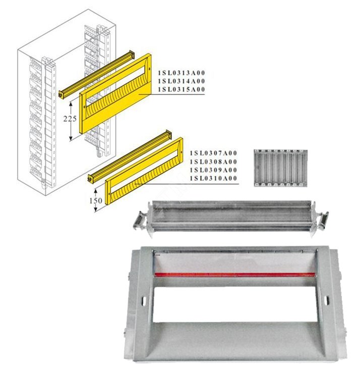 DIN-рейка+пластрон 150мм для шкафа GEMINI размер 4-5 LUC 1SL0309A00 ABB - превью 2
