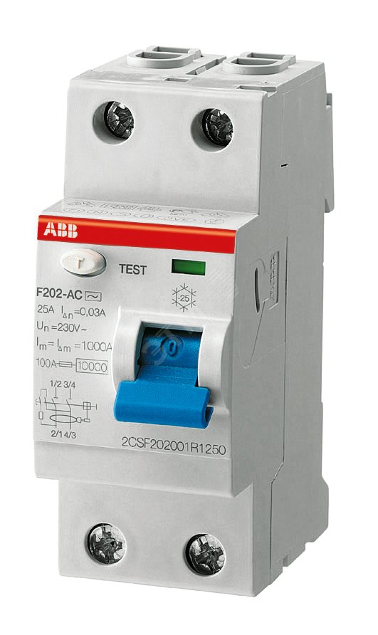 Выключатель дифференциального тока (УЗО) двухмодульный F202 A S-40/0.1 F202 A S-40/0,1 ABB - превью 3