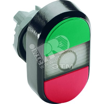 Кнопка двойная MPD1-11С (зеленая/красная) прозрачная линза без текста 1SFA611130R1108 ABB - превью