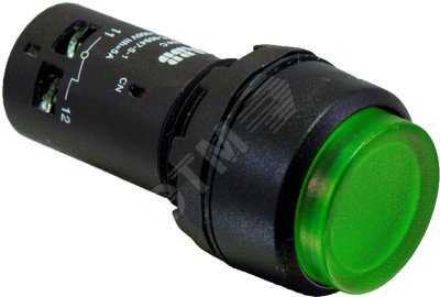 Кнопка подсветка CP3-11G-10 зеленая 24В AC/DC выступающая клавиша без фиксации 1НО 1SFA619102R1112 ABB - превью 2