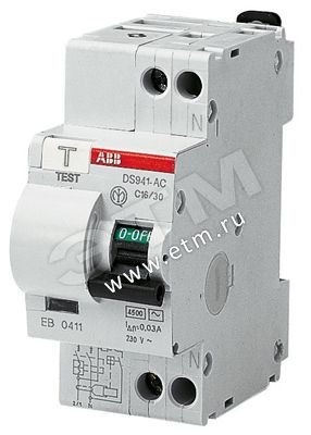 Выключатель автоматический диф. тока  1п+N 20A 30mA DS941 C тип A DS941 A-C20/0.03 ABB