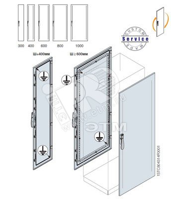 Дверь передняя/задняя 2000x1000мм EC2012K ABB - превью 2