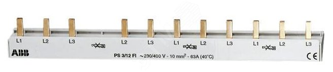Шина комплектная 3 фазы 12 модулей 63А для приборов дифференциальной защиты PS3/12FI ABB - превью 3