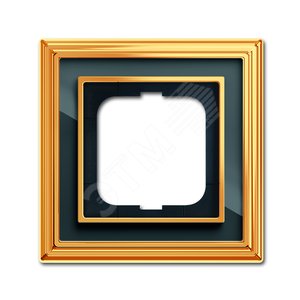 Династия Рамка 1 пост  латунь полированная черное стекло 1721-835-500 ABB - 2