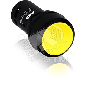 Кнопка CP1-10Y-11 желтая без фиксации 1НО+1HЗ (черное декоративное кольцо)