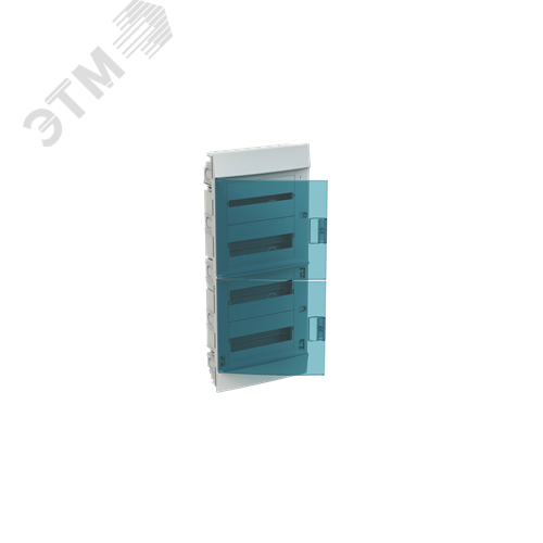 Изображение товара Щит распределительный встраиваемый 48 модулей ЩРв-п-48 пластиковый Mistral41 зеленая прозрачная дверь с клеммами IP41 (шт)