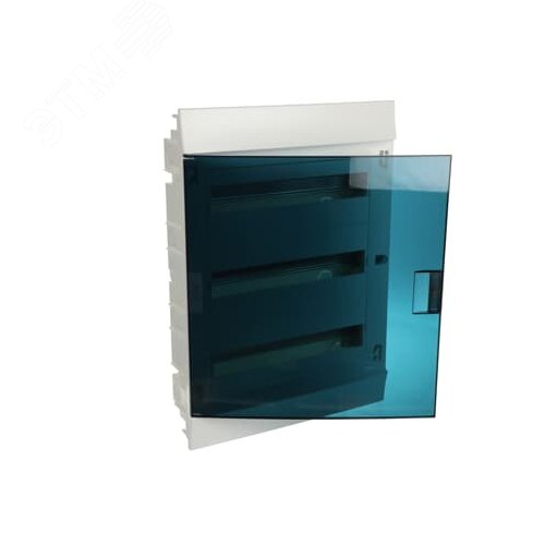 Щит распределительный встраиваемый 54 модуля ЩРв-п-54 пластиковый Mistral41 зеленая прозрачная дверь с клеммами IP41 - фото 1