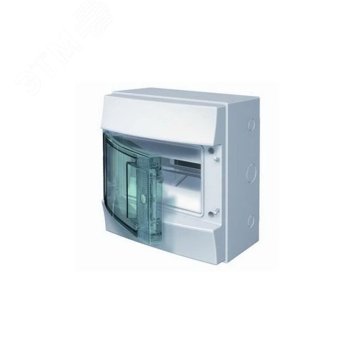 Изображение товара Щит распределительный навесной 8 модулей ЩРн-п-8 пластиковый Mistral65 серая прозрачная дверь с клеммами IP65 (65P08X12A) (шт)