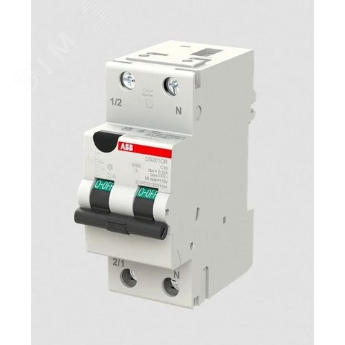 Изображение товара Выключатель автоматический дифференциальный (АВДТ)1П+N 16A 30мА С AC 6кА DS201CR (шт)