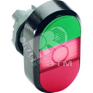 Кнопка двойная (зеленая/красная) MPD1-11R красная линза без текста