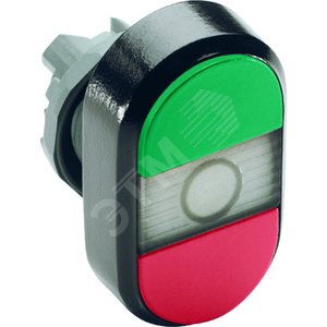 Кнопка двойная MPD1-11С (зеленая/красная) прозрачная линза без текста 1SFA611130R1108 ABB - 2