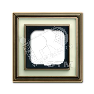 Династия Рамка 1 пост  латунь античная белое стекло 1721-848-500 ABB